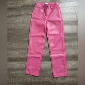 NWOT Aritzia Melina Hot Pink Leather Pants 💗